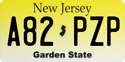 NJ license plate A82PZP