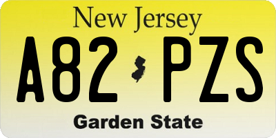 NJ license plate A82PZS