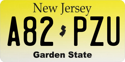 NJ license plate A82PZU