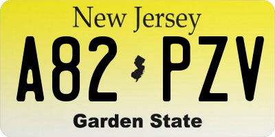 NJ license plate A82PZV
