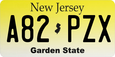 NJ license plate A82PZX