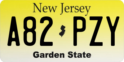 NJ license plate A82PZY