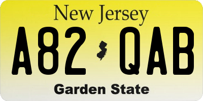 NJ license plate A82QAB