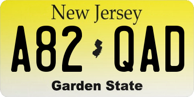 NJ license plate A82QAD
