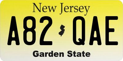 NJ license plate A82QAE