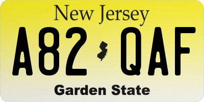 NJ license plate A82QAF