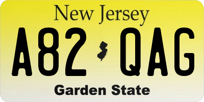 NJ license plate A82QAG