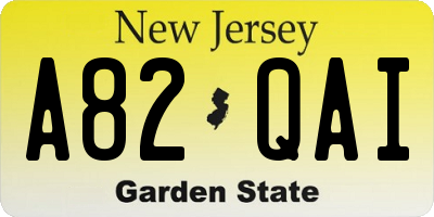 NJ license plate A82QAI