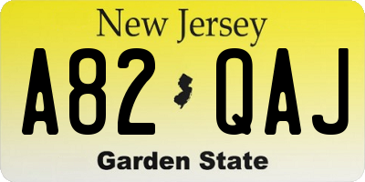 NJ license plate A82QAJ