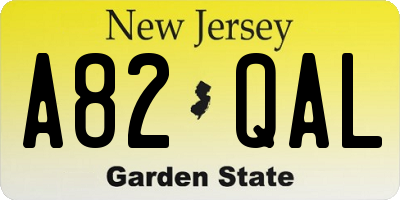 NJ license plate A82QAL