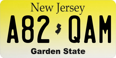 NJ license plate A82QAM