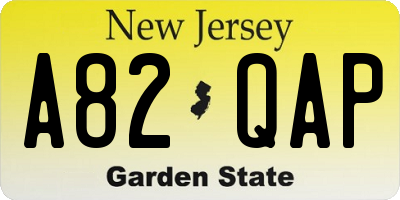 NJ license plate A82QAP