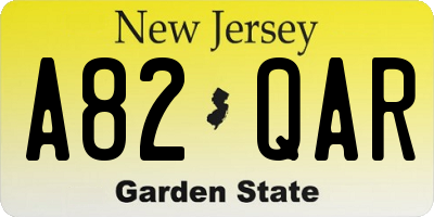 NJ license plate A82QAR