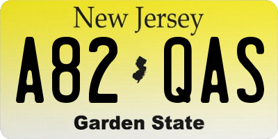 NJ license plate A82QAS