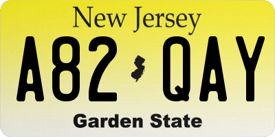 NJ license plate A82QAY
