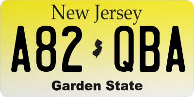 NJ license plate A82QBA