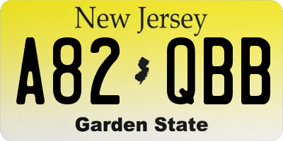 NJ license plate A82QBB