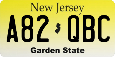 NJ license plate A82QBC