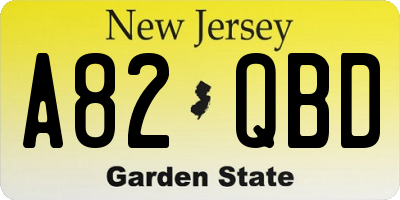NJ license plate A82QBD