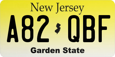 NJ license plate A82QBF