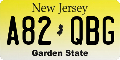 NJ license plate A82QBG