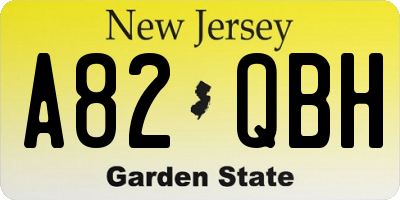 NJ license plate A82QBH