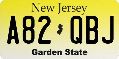 NJ license plate A82QBJ