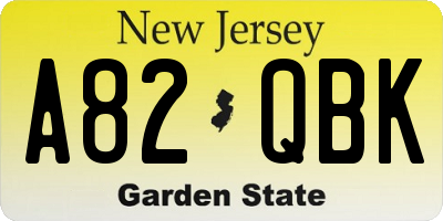 NJ license plate A82QBK