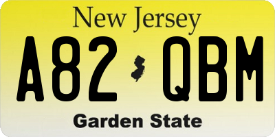 NJ license plate A82QBM