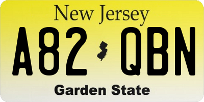 NJ license plate A82QBN