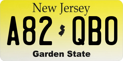 NJ license plate A82QBO