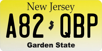 NJ license plate A82QBP