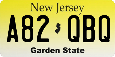 NJ license plate A82QBQ