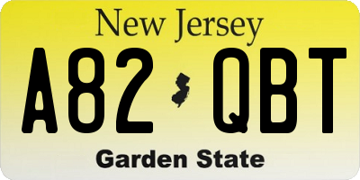 NJ license plate A82QBT