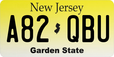 NJ license plate A82QBU