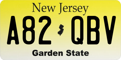 NJ license plate A82QBV