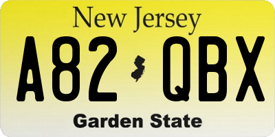 NJ license plate A82QBX