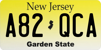 NJ license plate A82QCA
