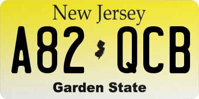 NJ license plate A82QCB