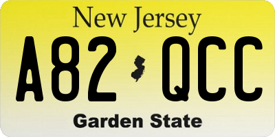 NJ license plate A82QCC