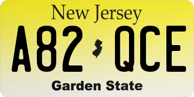 NJ license plate A82QCE