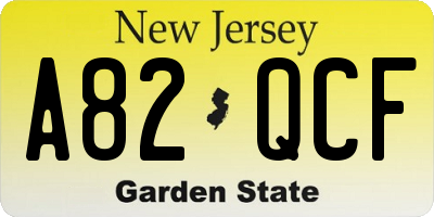 NJ license plate A82QCF