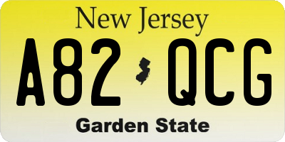 NJ license plate A82QCG
