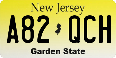 NJ license plate A82QCH