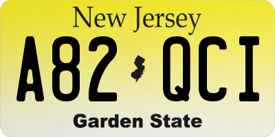 NJ license plate A82QCI