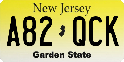 NJ license plate A82QCK