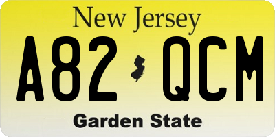 NJ license plate A82QCM