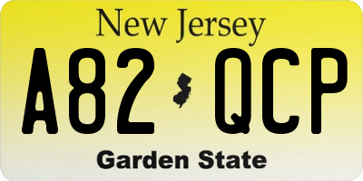 NJ license plate A82QCP