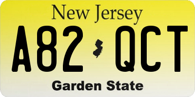 NJ license plate A82QCT