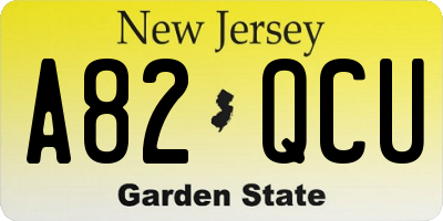 NJ license plate A82QCU